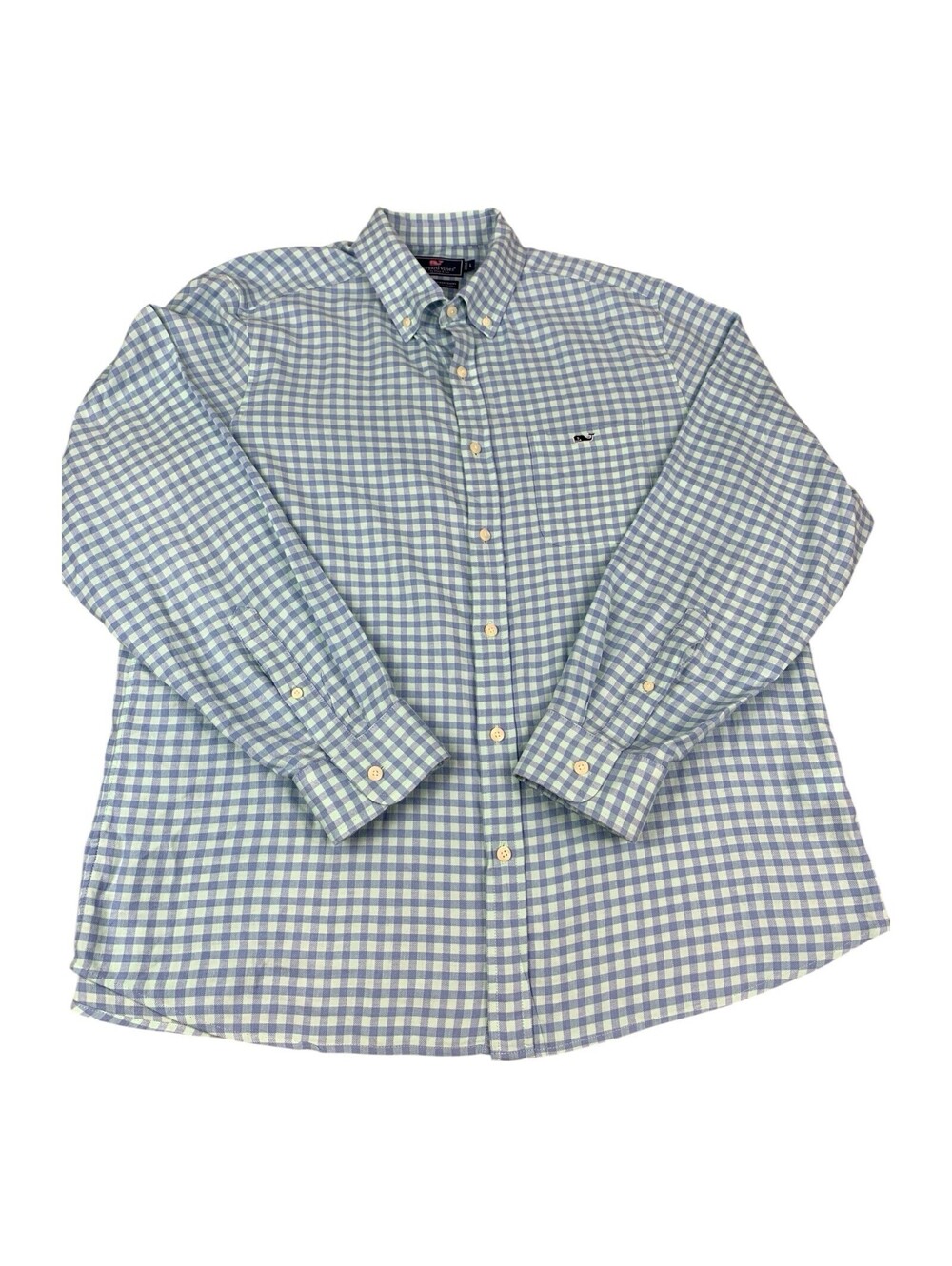 Vineyard Vines Men's Long Sleeve Classic Fit Tucker Shirt, Blue Check, Large
